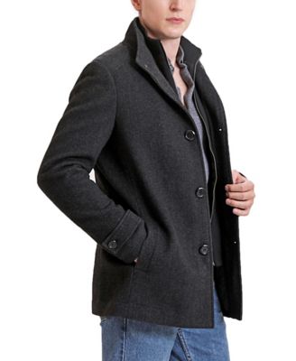 Men Russell Herringbone Wool Car Coat with Bib