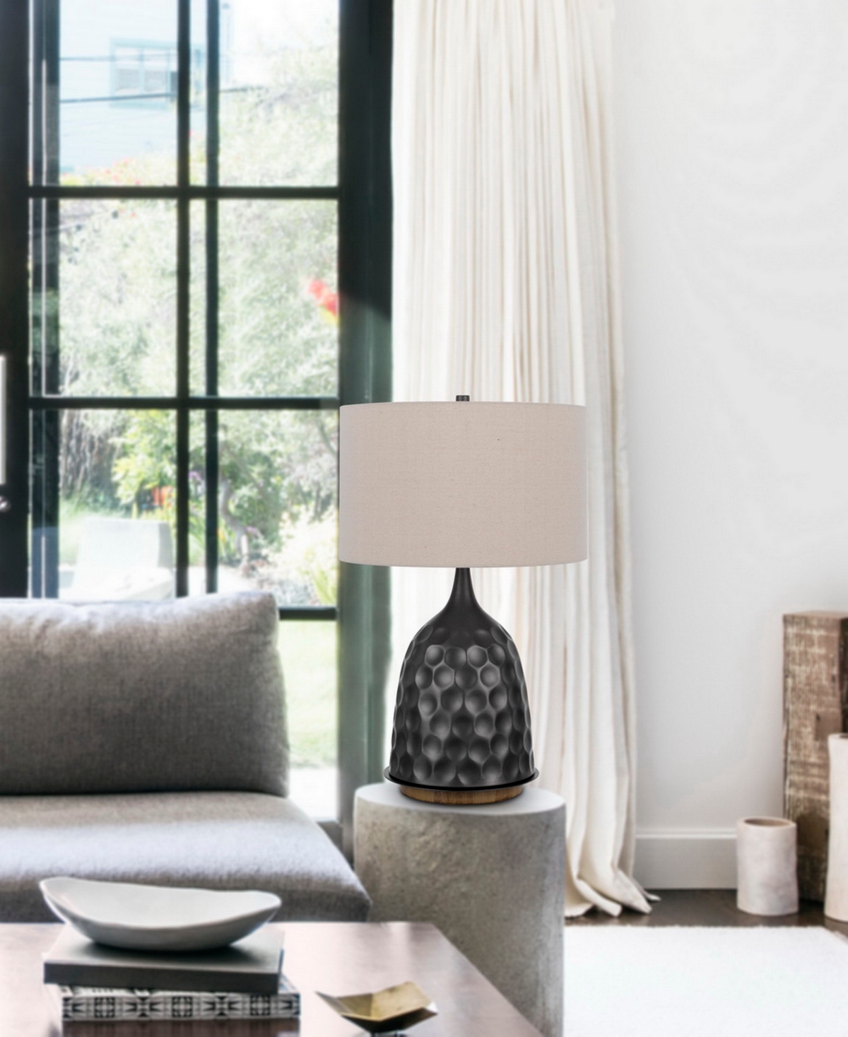 Cal Lighting 29" Height Metal Table Lamp In Charcoal Gray
