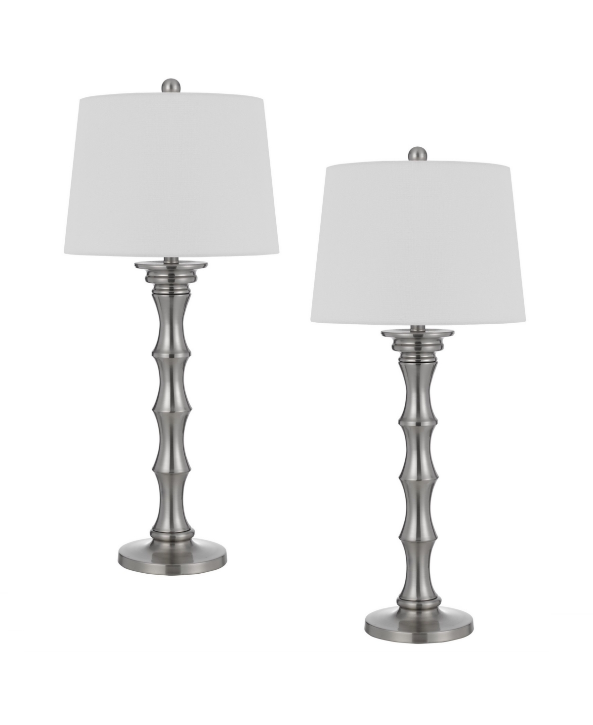 Cal Lighting 32" Height Metal Table Lamp Set In Brushed Steel