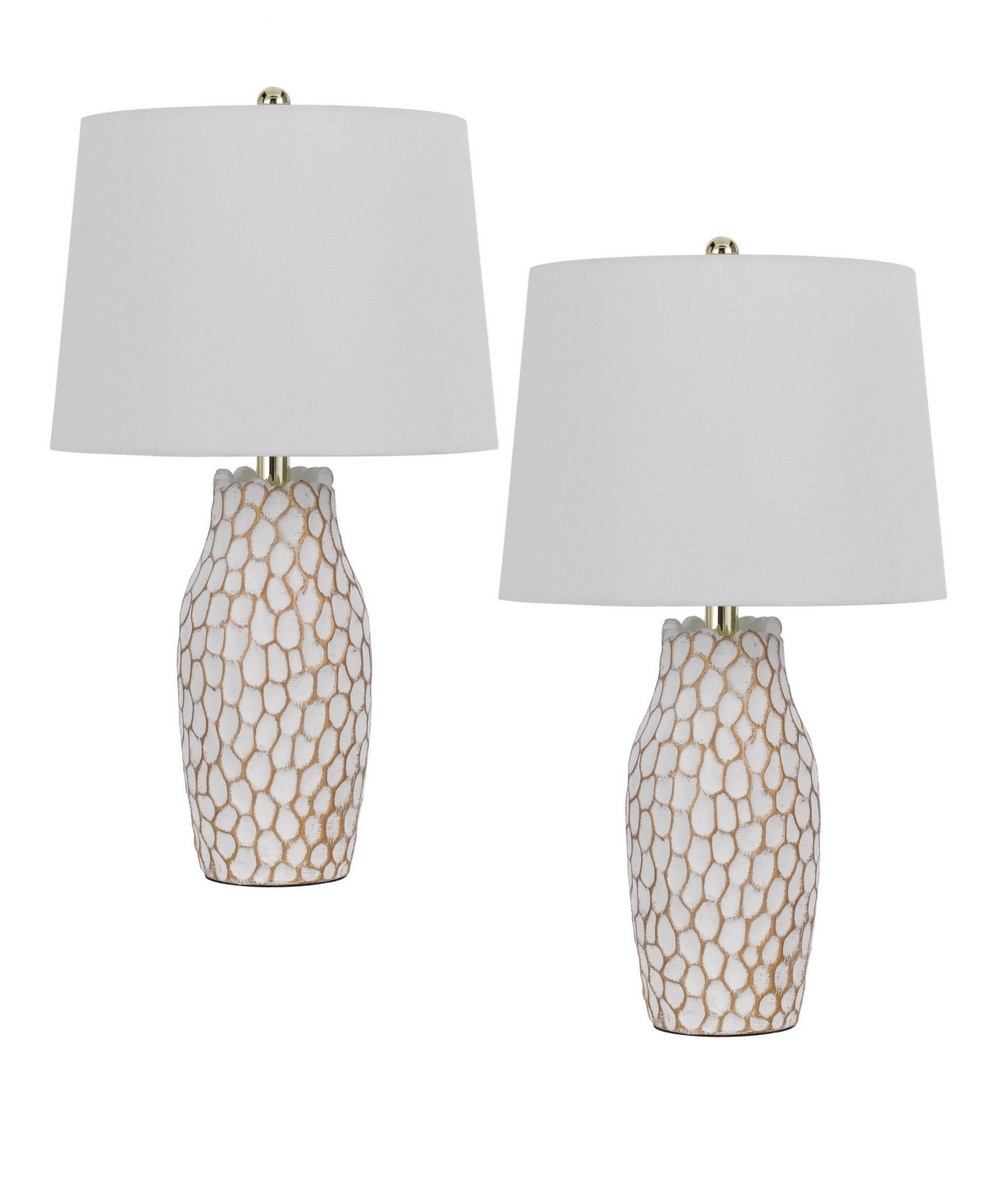 Cal Lighting 22.5" Height Finish Ceramic Table Lamp Set In White Clay