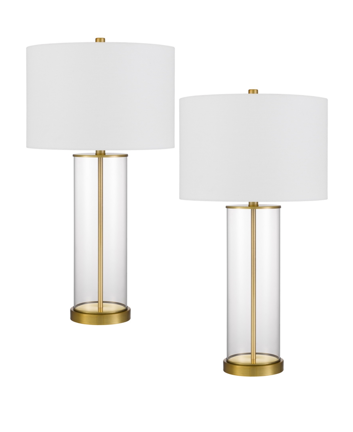 Cal Lighting Hookerton 29" Height Glass Table Lamp Set In Antique Brass