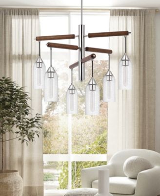 38" Height Metal and Wood Accents Chandelier