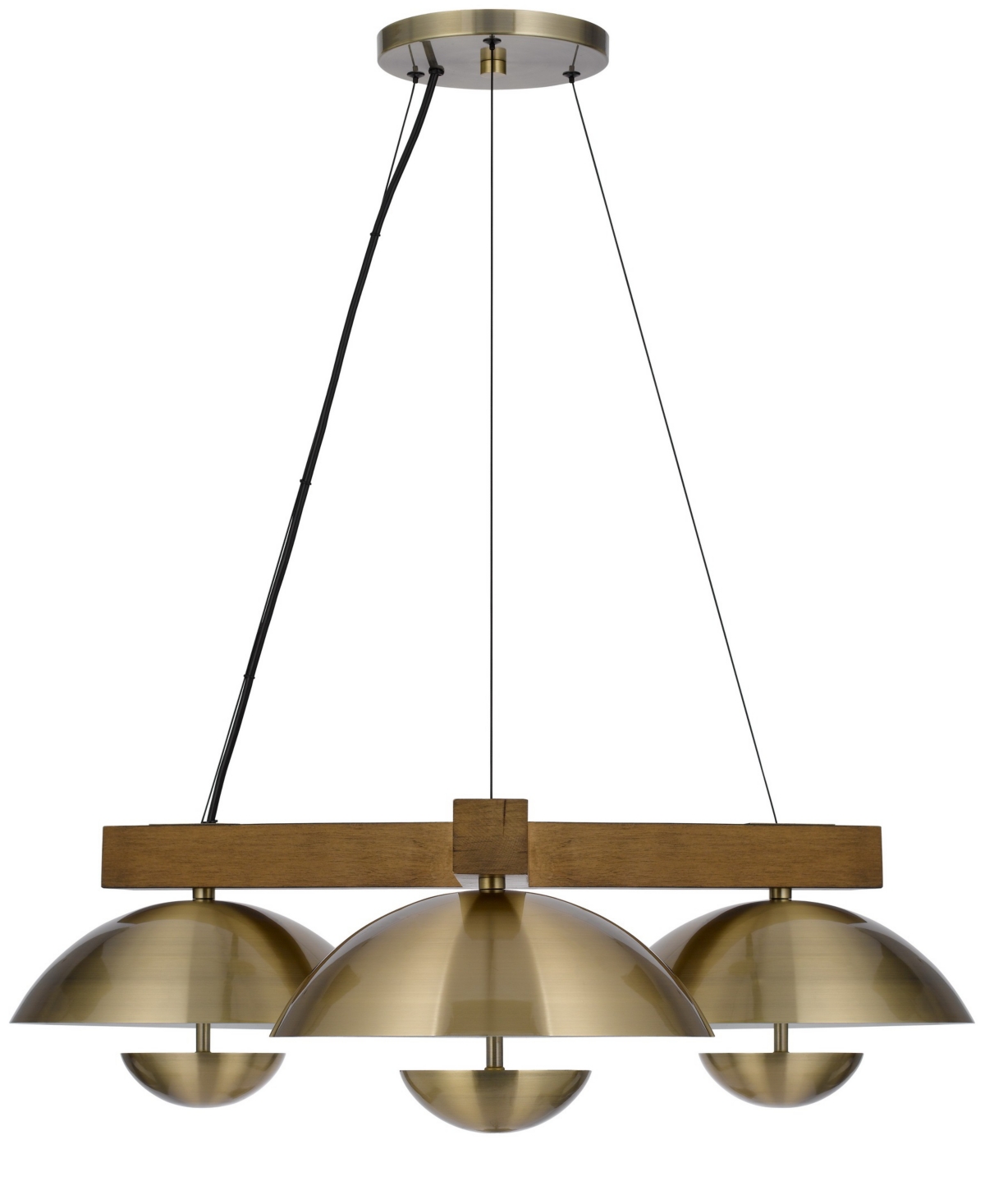 Cal Lighting Lakeland 8.75" Height Metal And Wood Pendant In Antique Brass,wood