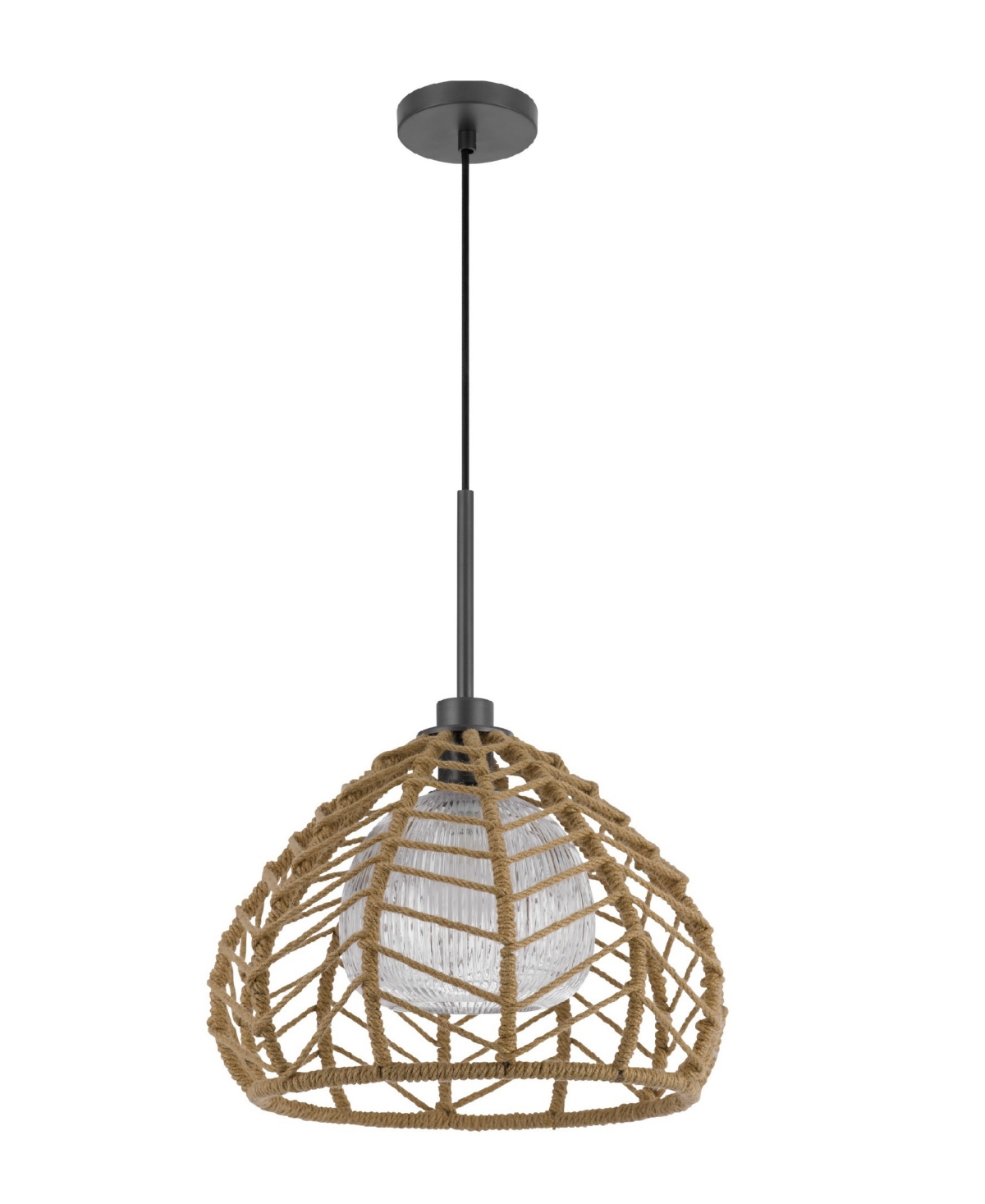 Shop Cal Lighting Dunn 1 Light 20.5" Height Metal Pendant In Burlap,charcoal Gray