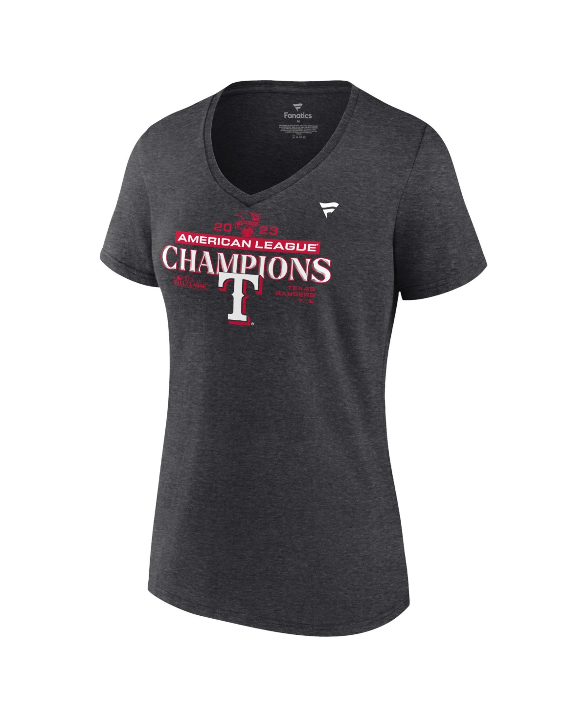 Women's FanaticsTexas Rangers 2023 American League Champions Locker Room V-Neck T-shirt - Heather Charcoal