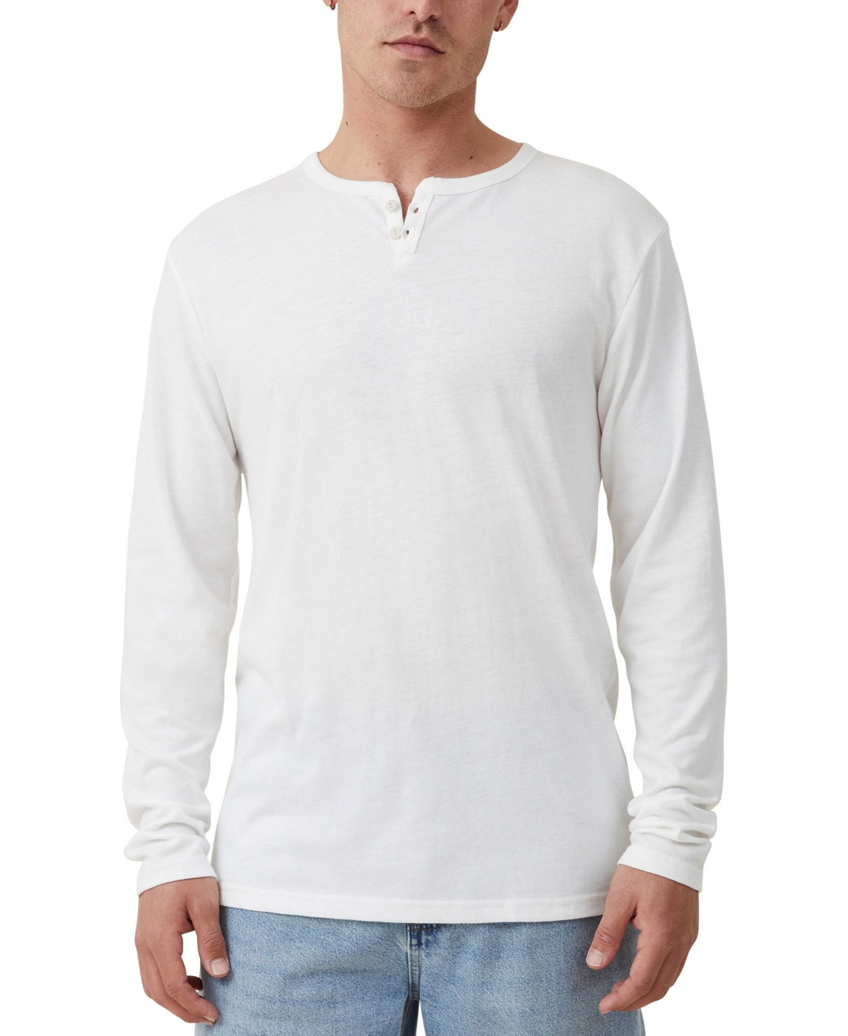 Cotton On Men's Henley Long Sleeve T-shirt In Vintage White