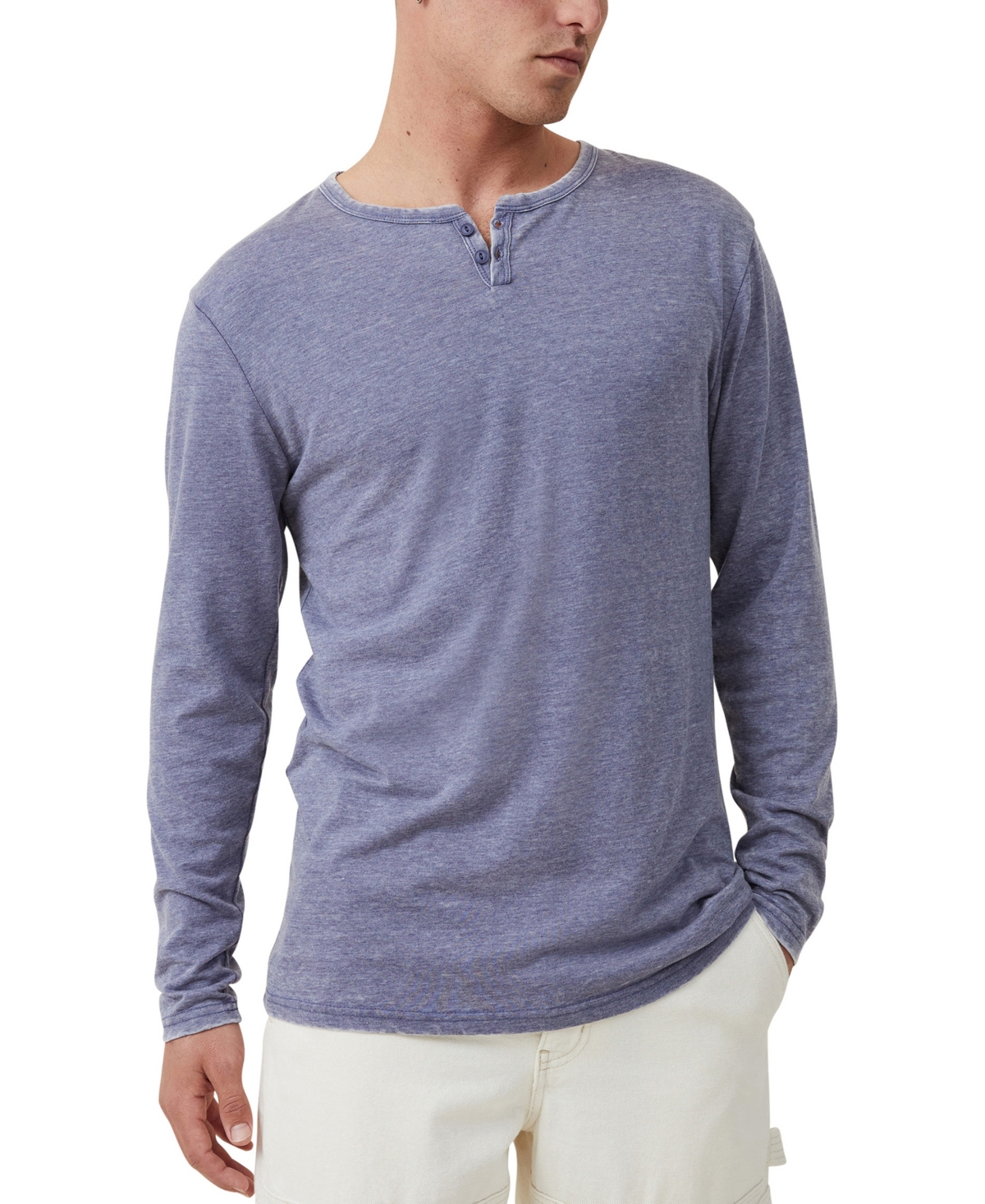 Cotton On Men's Henley Long Sleeve T-shirt In Vintage Navy