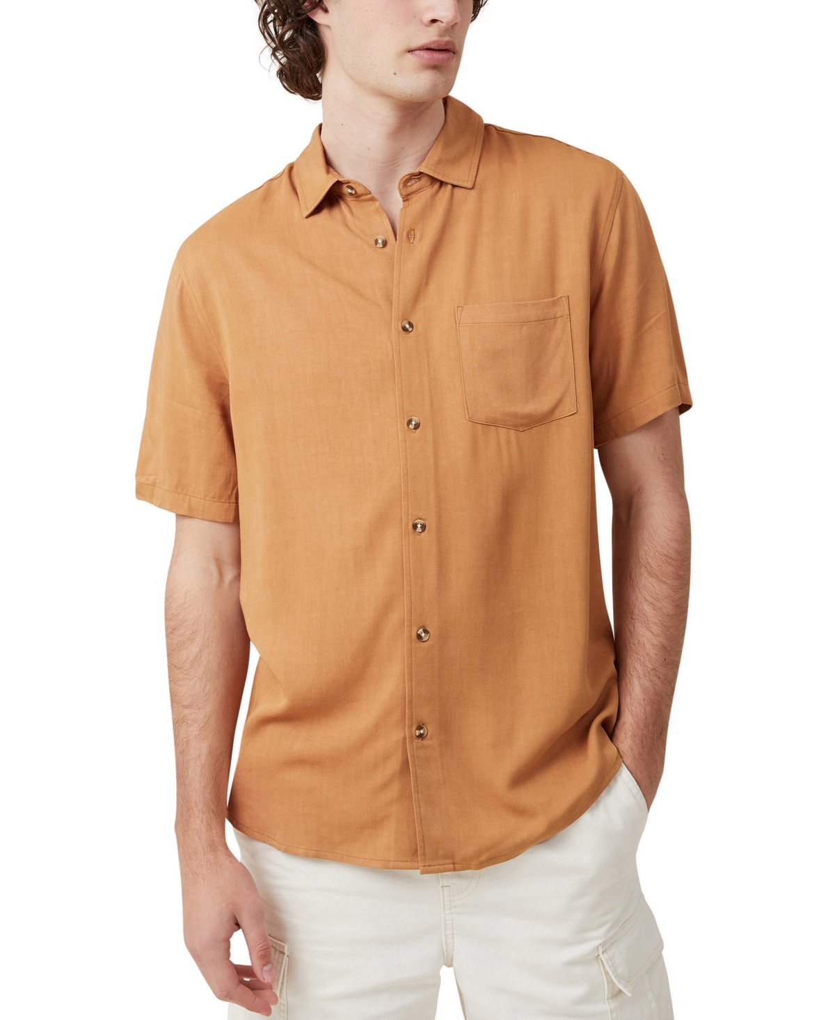 Cotton On Men's Cuban Short Sleeve Shirt In Tan