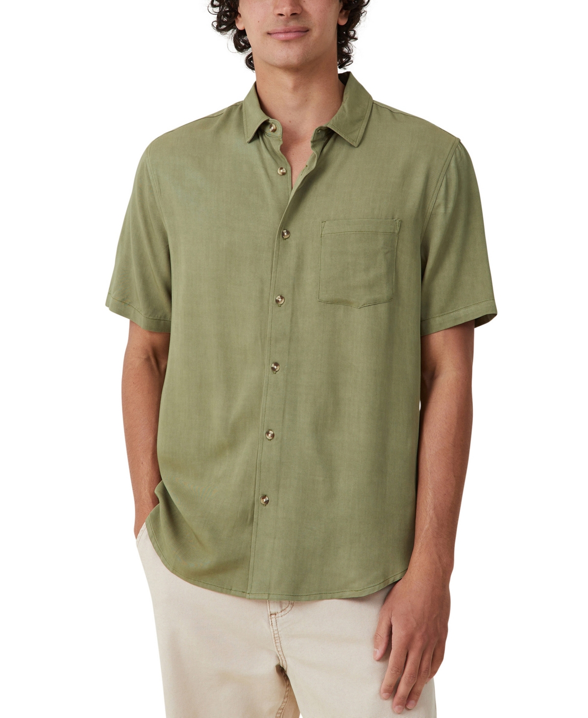 Cotton On Men's Cuban Short Sleeve Shirt In Olive