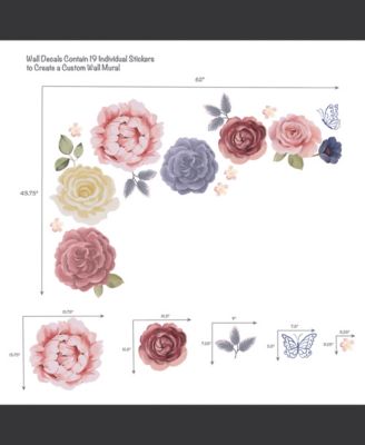 Secret Garden Large Pink Flowers/Butterflies Wall Decals/Stickers