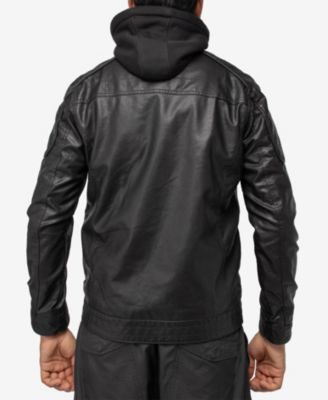 Мужская куртка с капюшоном из зернистой полиуретановой кожи X-Ray X-Ray с подкладкой из искусственной овечьей шерсти 19690₽