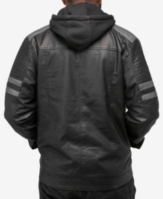 Мужская куртка с капюшоном из зернистой полиуретановой кожи X-Ray X-Ray с подкладкой из искусственной овечьей шерсти 19690₽