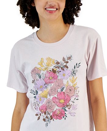 Rebellious One Juniors' Short-Sleeve Floral Graphic T-Shirt - Macy's