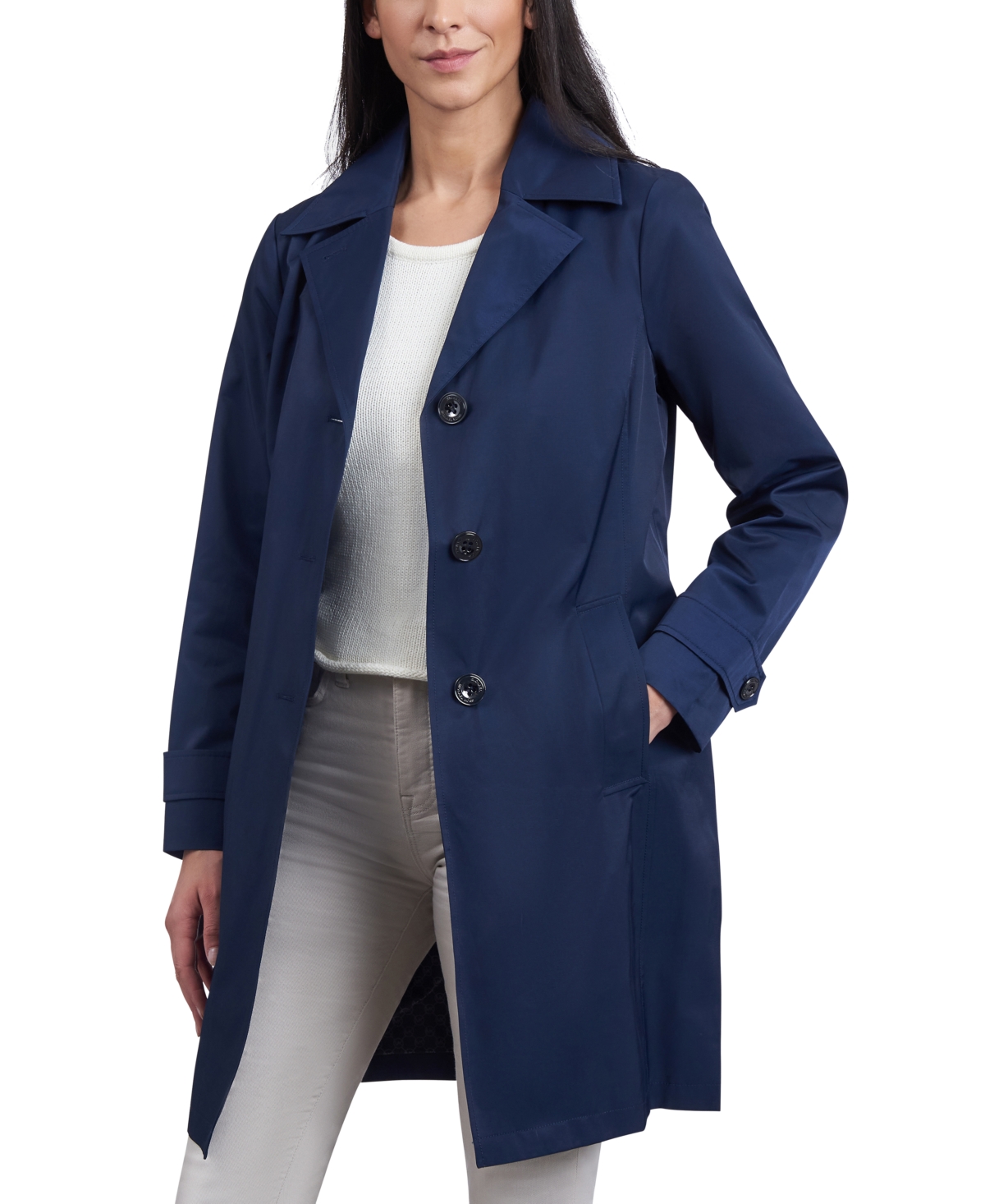 Michael Kors Michael  Women's Single-breasted Reefer Trench Coat In Midnight