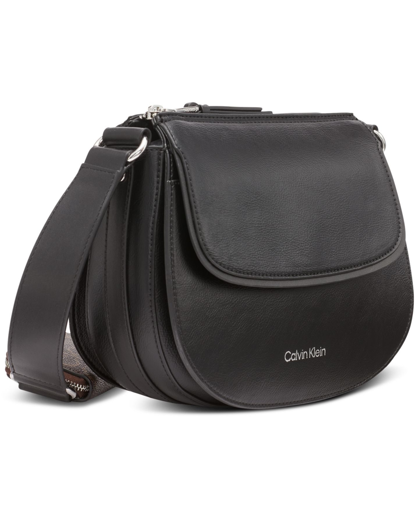 Женская сумка Calvin Klein Bella Adjustable Crossbody with Signature Zippered Pouch, цвет: Чёрный / Серебряный — фото 3