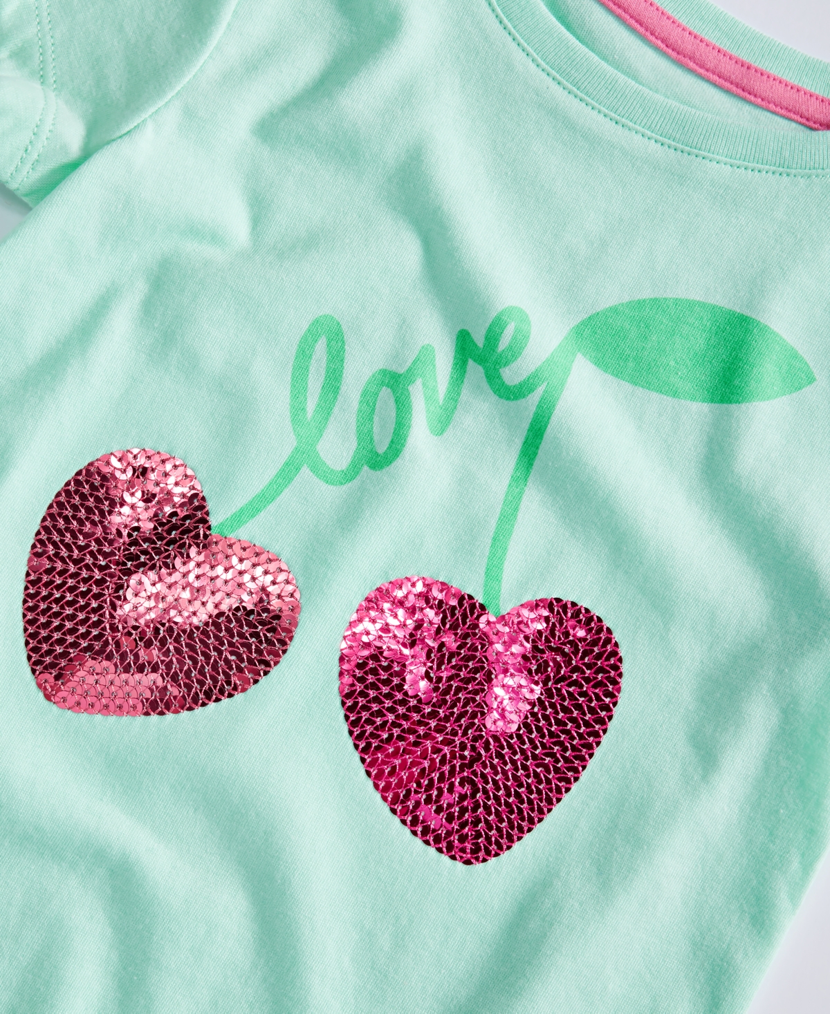 Shop Epic Threads Little Girls Short-sleeve Flip-sequin Cherries Graphic T-shirt, Created For Macy's In Tea Green