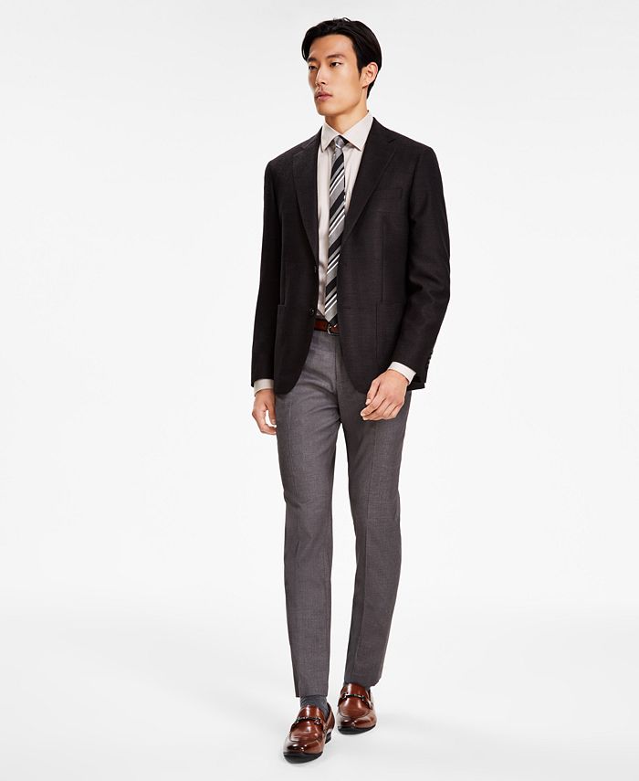 Calvin Klein Macy\'s Sport Woven Men\'s Wool - Coat Slim-Fit Herringbone