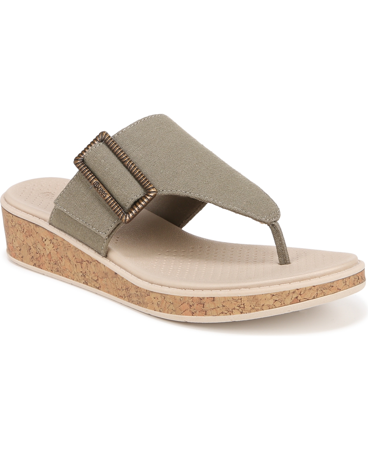 Bay Washable Thong Sandals - Olive Green Fabric