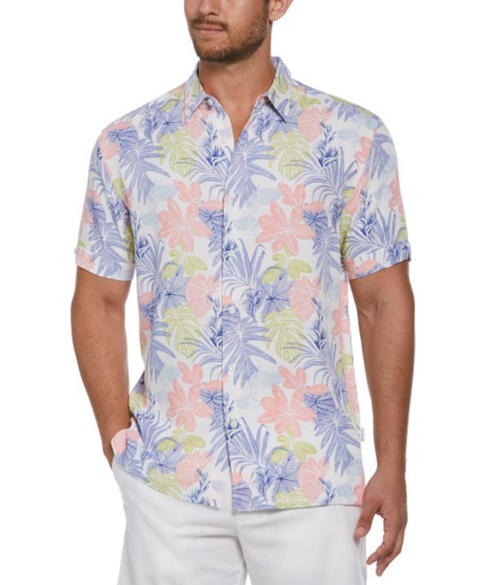 Cubavera Men's Regular-Fit Short Sleeve Texture Tropical Print Shirt ...