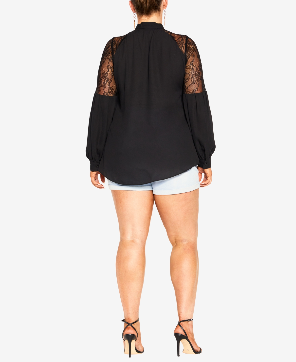 City Chic Plus Size Lacey Hi Lo Long Sleeve Top