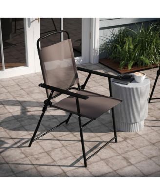 Munroe Set Of 2 Textilene Folding Sling Style Patio Chairs With Armrests