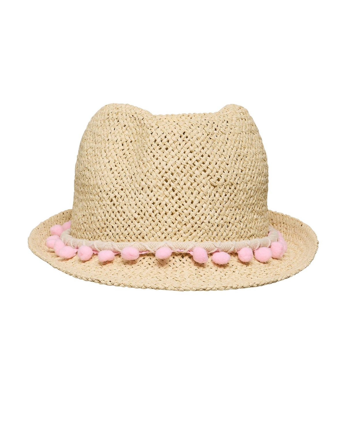 Toddler, Child Girls Pink Pompom Fedora Hat -khaki