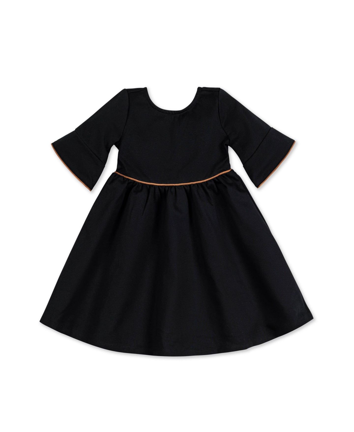 Платье Hope & Henry Ruffle Sleeve Ponte Dress with Suede Detail для девочек, цвет: Чёрный — фото 8