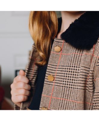 Girls Collared Fleece Swing Coat