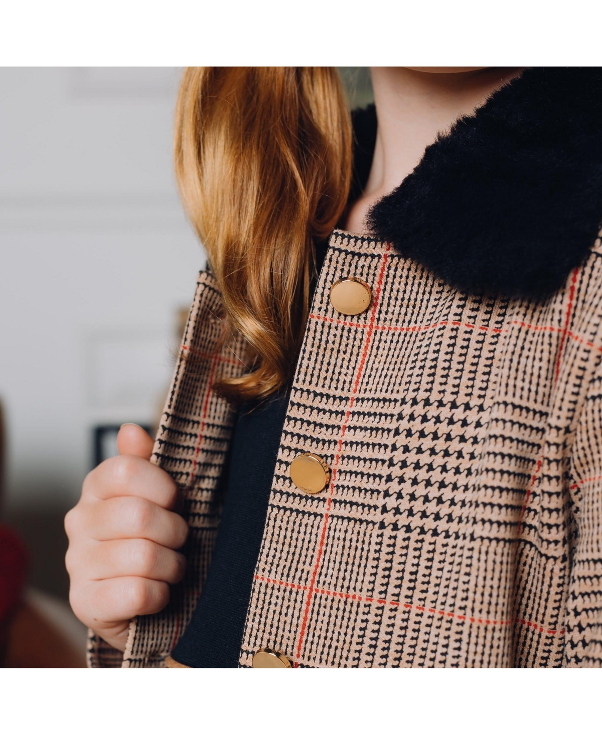 Hope & Henry Girls Collared Fleece Swing Coat
