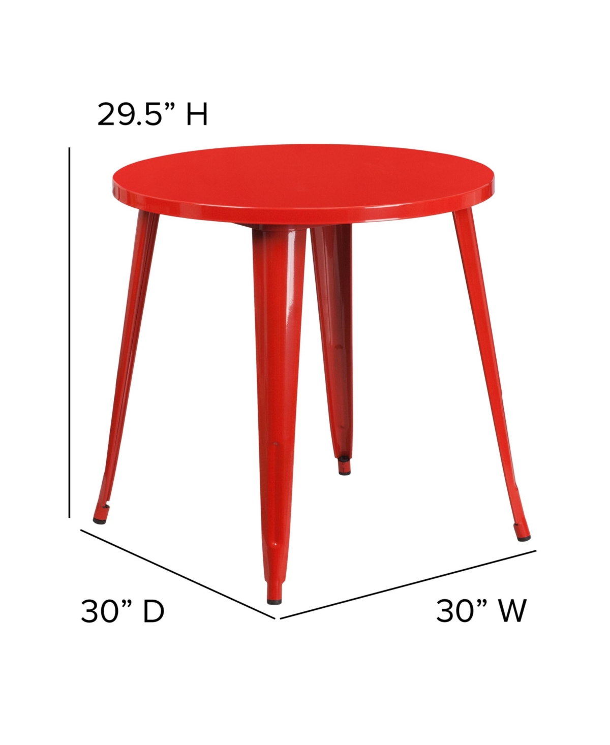 Emma+Oliver Commercial Grade Round Colorful Metal Indoor-Outdoor Dining Table