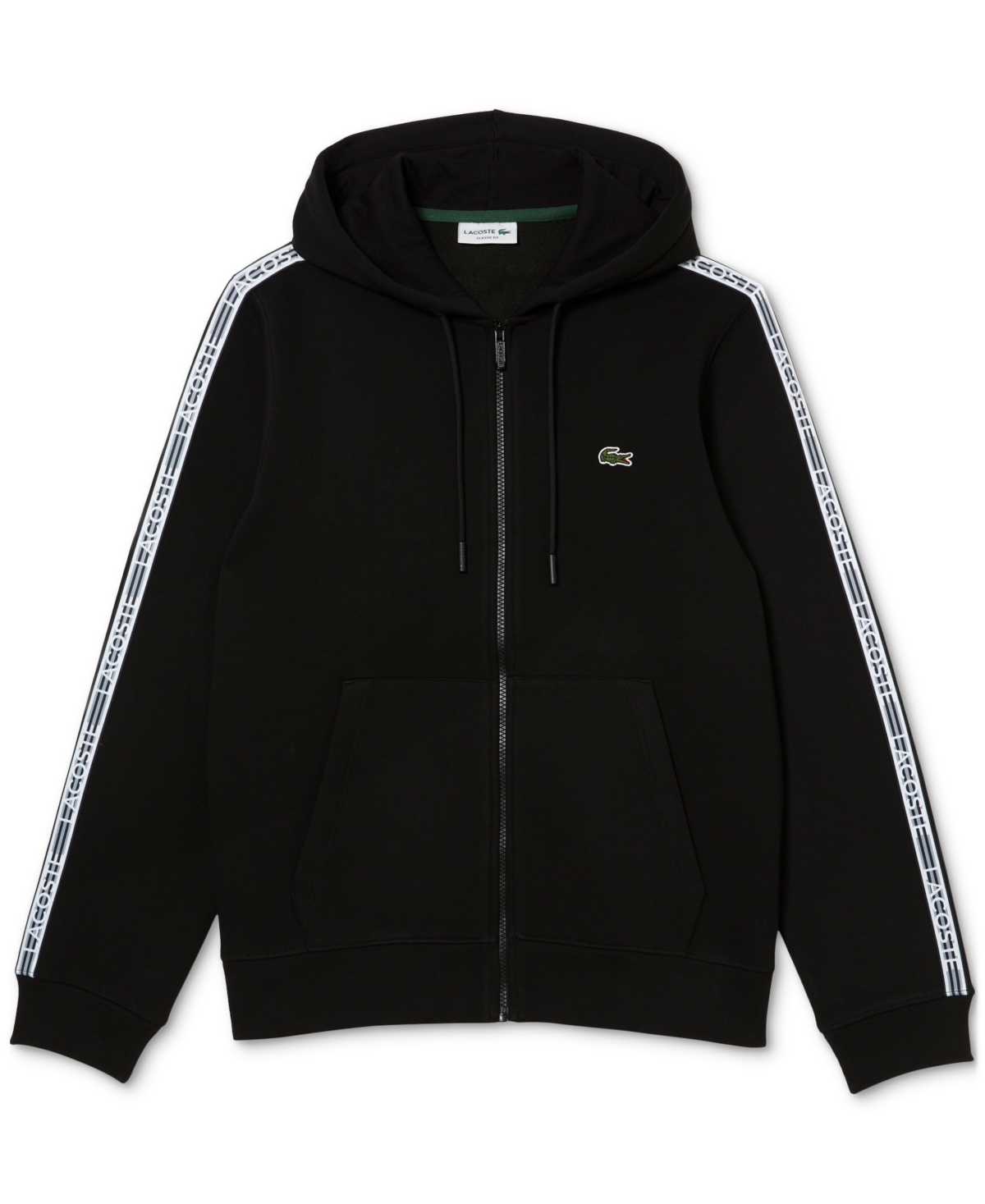 Lacoste Men's Classic-fit Logo Taped Full-zip Hoodie In Black