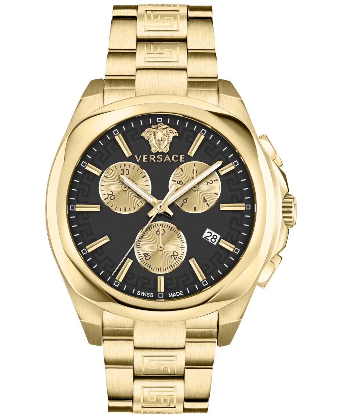Versace Women's Swiss Chronograph Medusa Gold Ion Plated Stainless Steel Bracelet Watch 40mm In Ip Yellow Gold