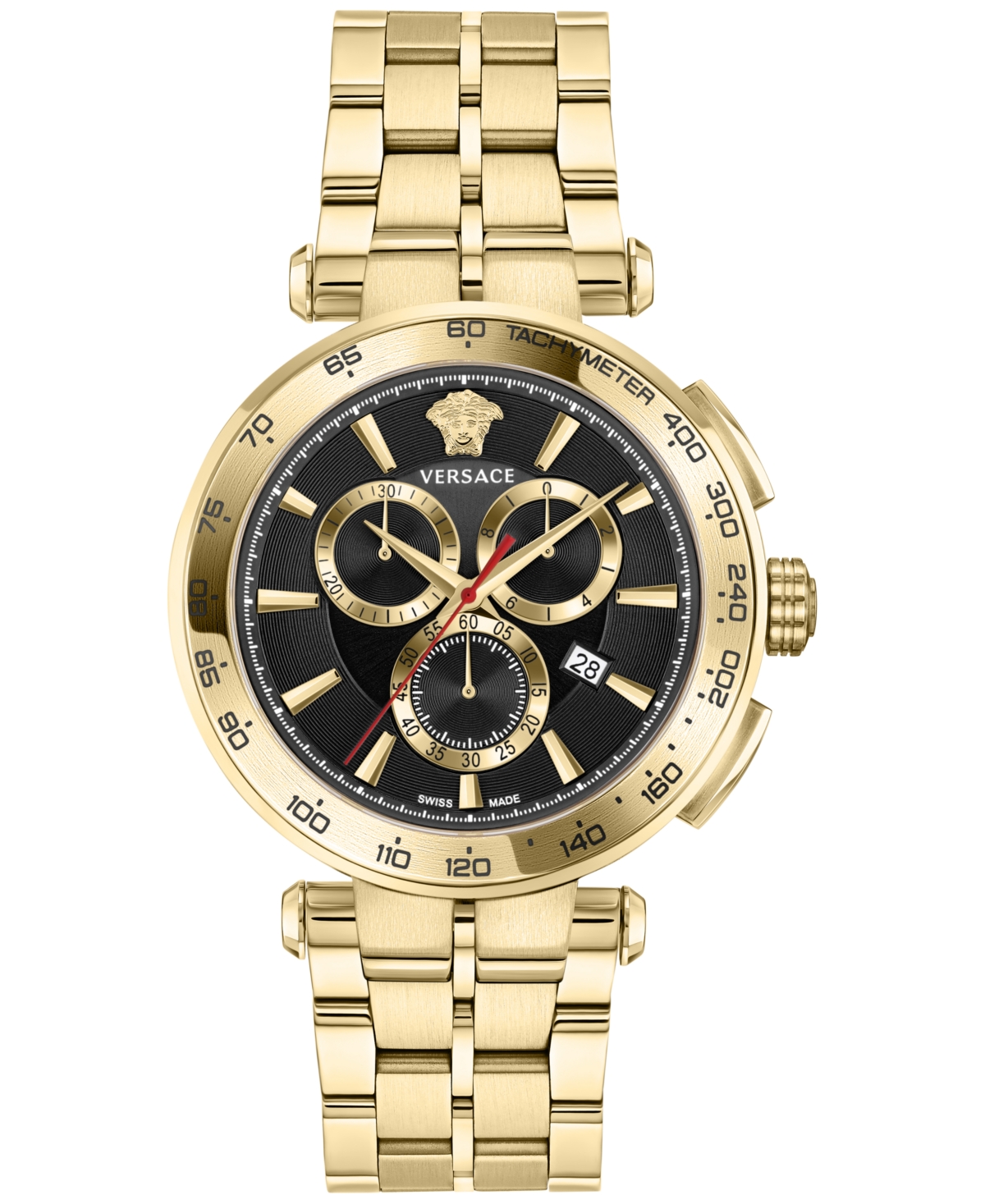 Versace Men's Swiss Chronograph Aion Gold Ion Plated Stainless Steel Bracelet Watch 45mm In Ip Yellow Gold