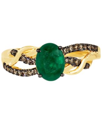 Chocolatier&reg; Costa Smeralda Emeralds (7/8 ct. t.w.) & Chocolate Diamond (1/4 ct. t.w.) Openwork Ring in 14k Gold