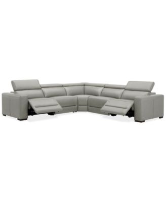 Nevio Leather Power Headrest Sectional Collection, Created for Macy's