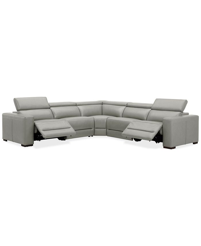 Furniture Nevio Leather Power Headrest Sectional Collection, Created
