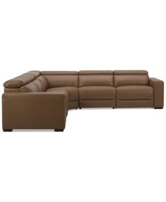 Nevio 124" 5-Pc. Leather Sectional with 2 Power Recliners and Headrests, Created For Macy's