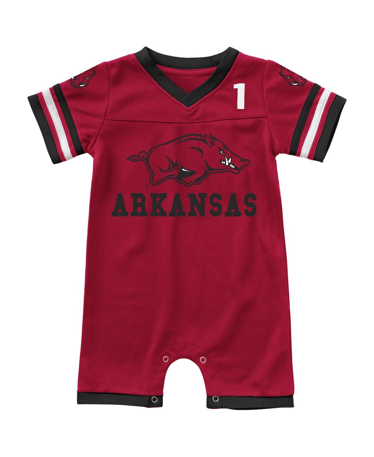 Shop Colosseum Newborn And Infant Boys And Girls  Cardinal Arkansas Razorbacks Bumpo Football Logo Romper