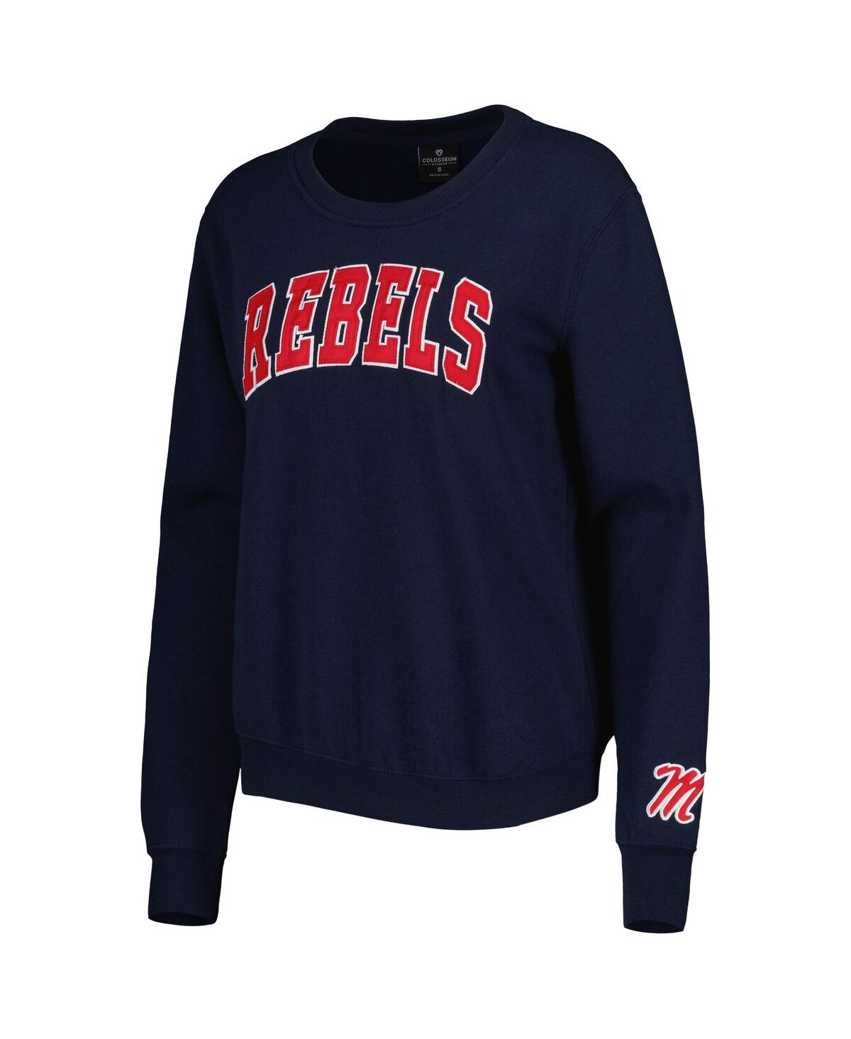 Women's ColosseumOle Miss Rebels Campanile Pullover Sweatshirt - Navy