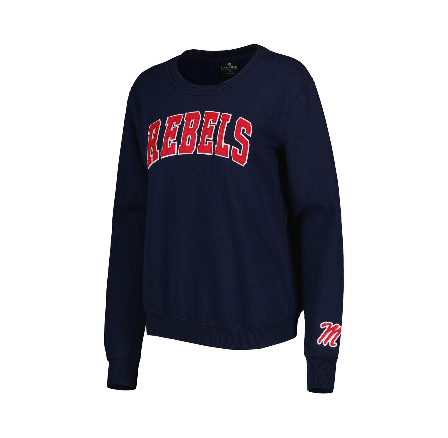 Women's Navy Ole Miss Rebels Campanile Pullover Sweatshirt