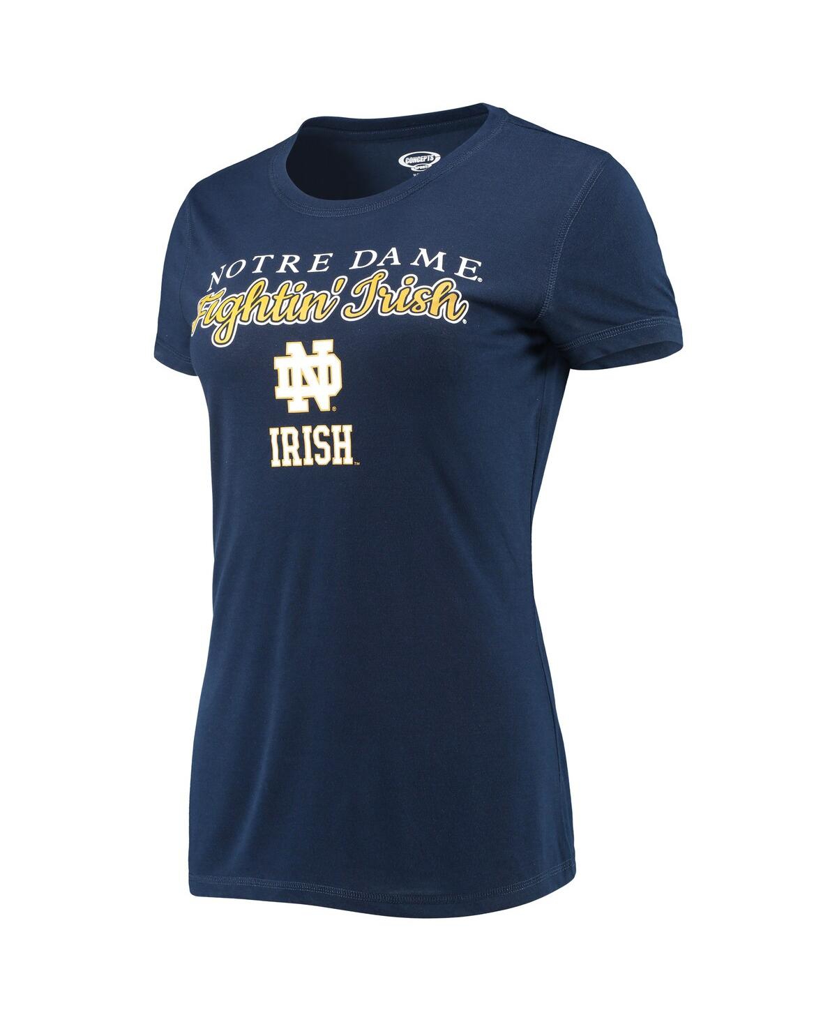 Shop Concepts Sport Women's  Navy, Gold Notre Dame Fighting Irish Lodge T-shirt And Flannel Pants Sleep Se In Navy,gold