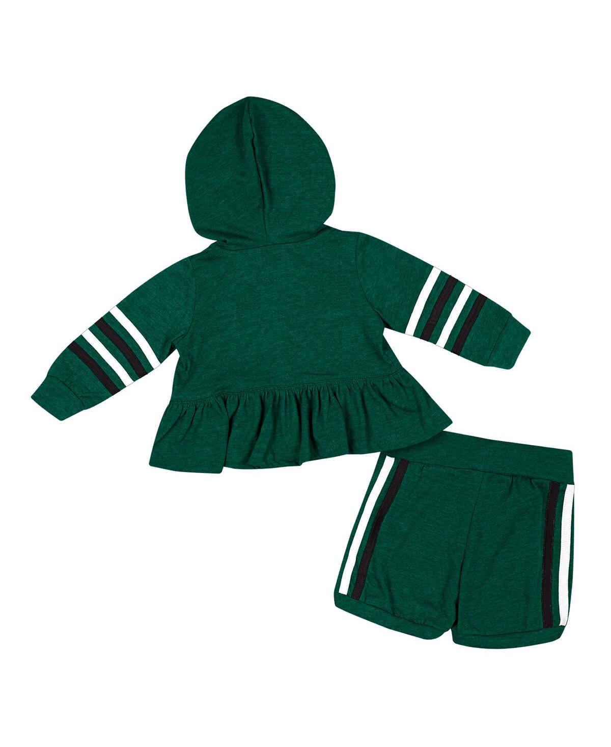 Shop Colosseum Girls Infant  Green Michigan State Spartans Spoonful Full-zip Hoodie And Shorts Set