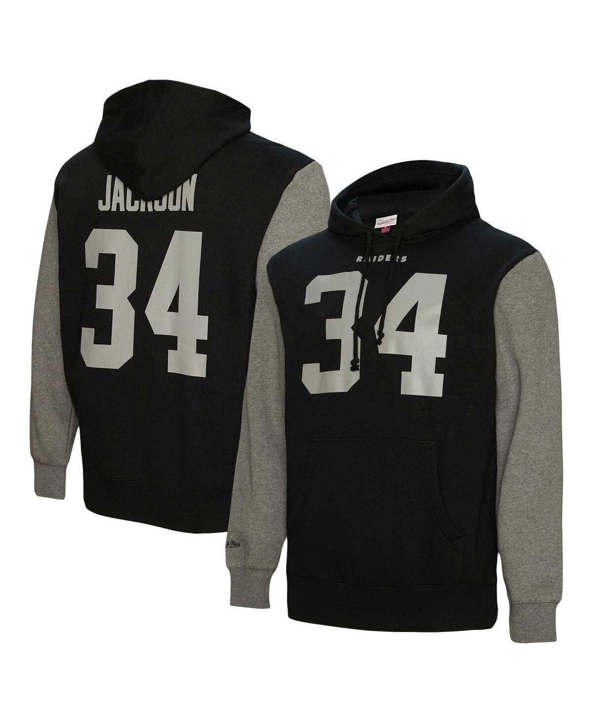 Shop Mitchell & Ness Men's  Bo Jackson Black Las Vegas Raiders Retired Player Name And Number Pullover Hoo