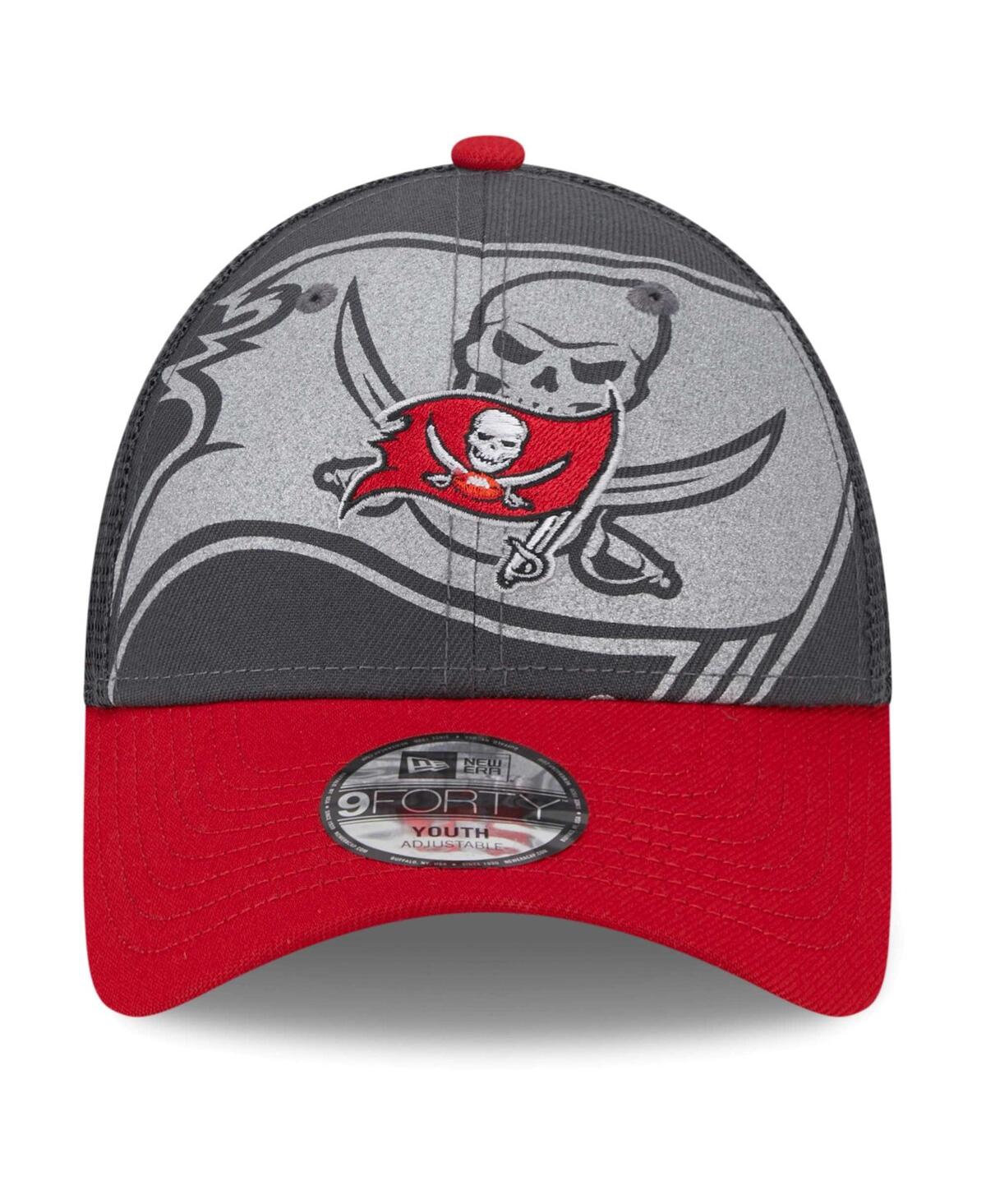 Shop New Era Preschool Boys And Girls  Graphite, Red Tampa Bay Buccaneers Reflect 9forty Adjustable Hat In Graphite,red