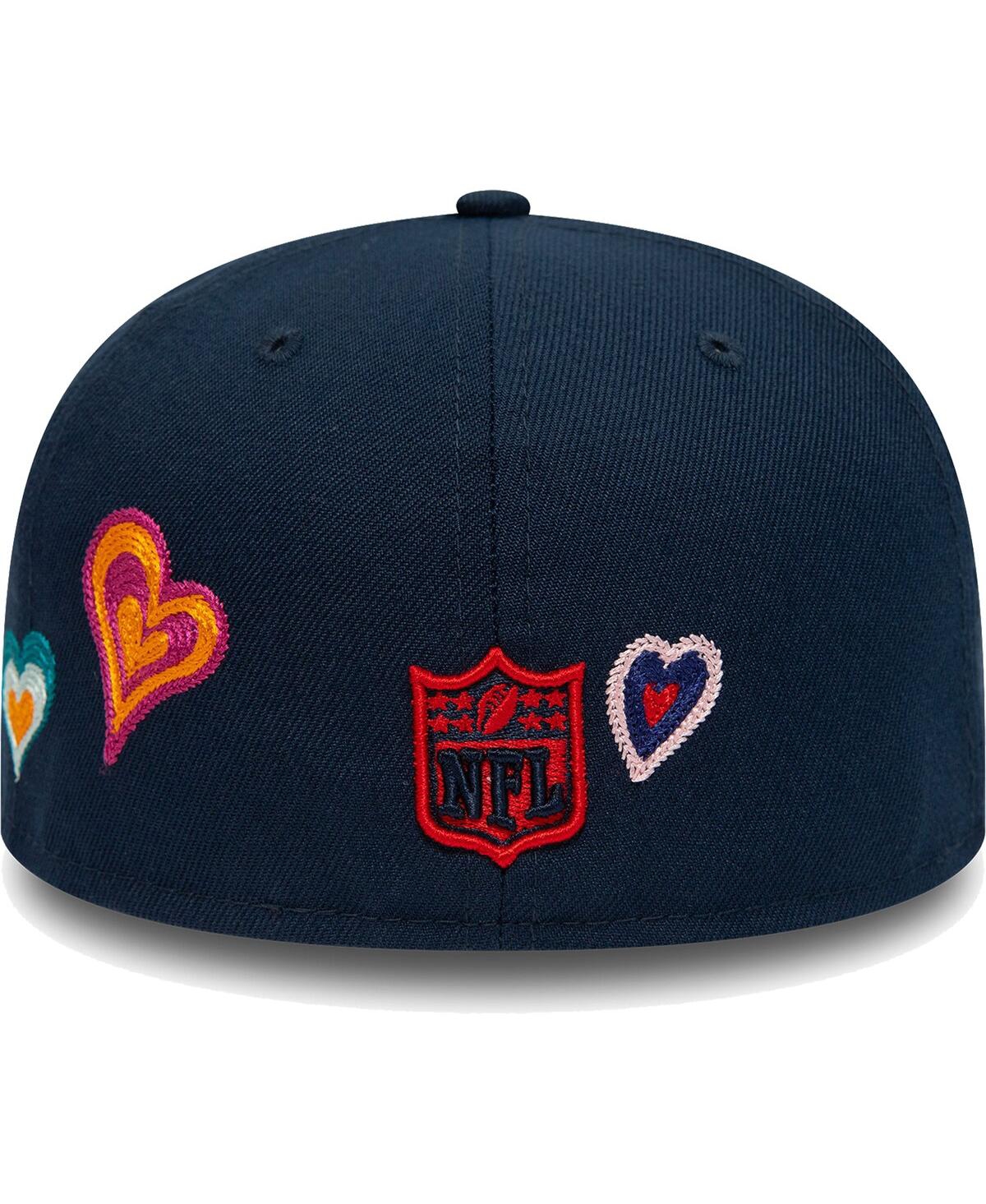 NEW ERA MEN'S NEW ERA NAVY NEW ENGLAND PATRIOTS CHAIN STITCH HEART 59FIFTY FITTED HAT 
