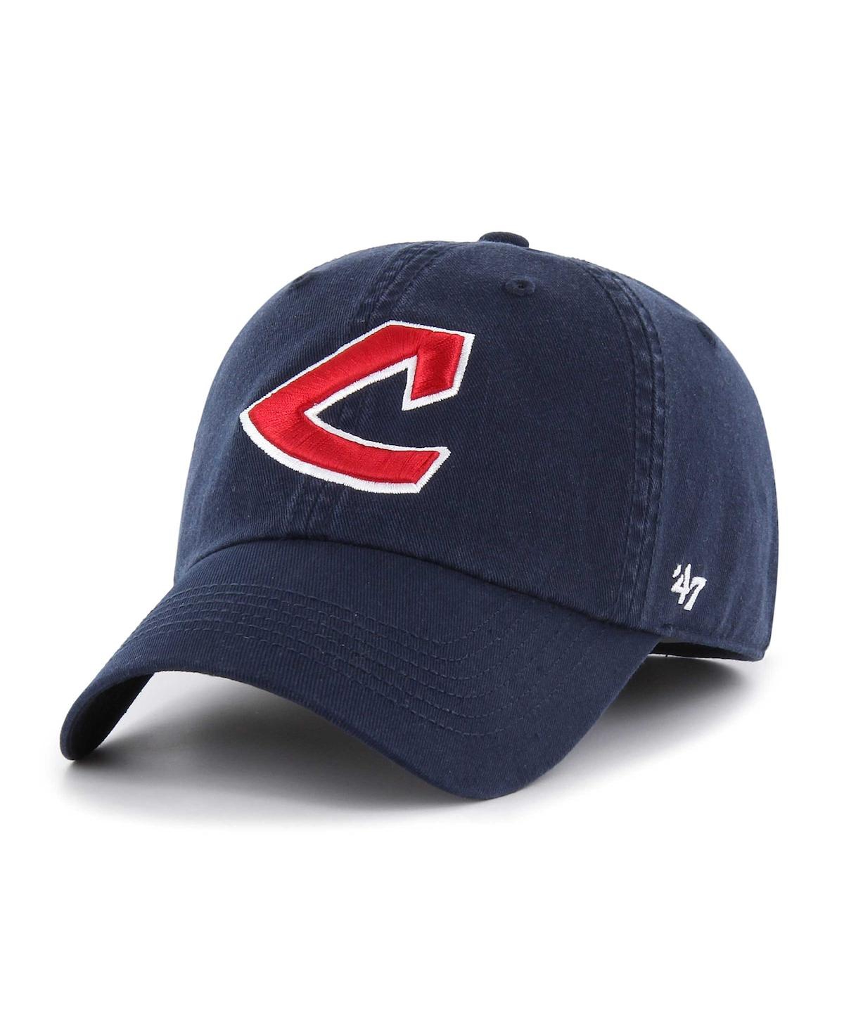 47 Brand Men's ' Navy Cleveland Indians Cooperstown Collection Franchise Fitted Hat