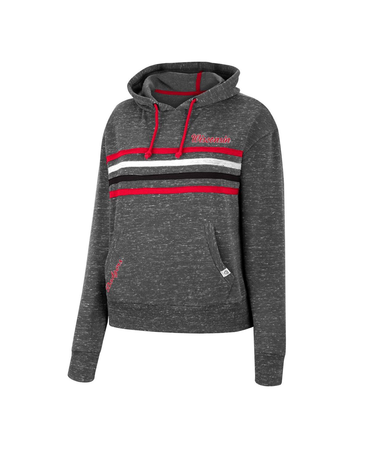 Shop Colosseum Women's  Charcoal Wisconsin Badgers Backstage Speckled Pullover Hoodie