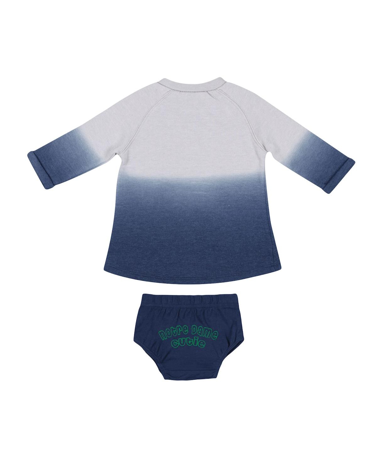 Colosseum Newborn And Infant Girls  Gray, Navy Distressed Notre Dame Fighting Irish Hand In Hand Ombr In Gray,navy