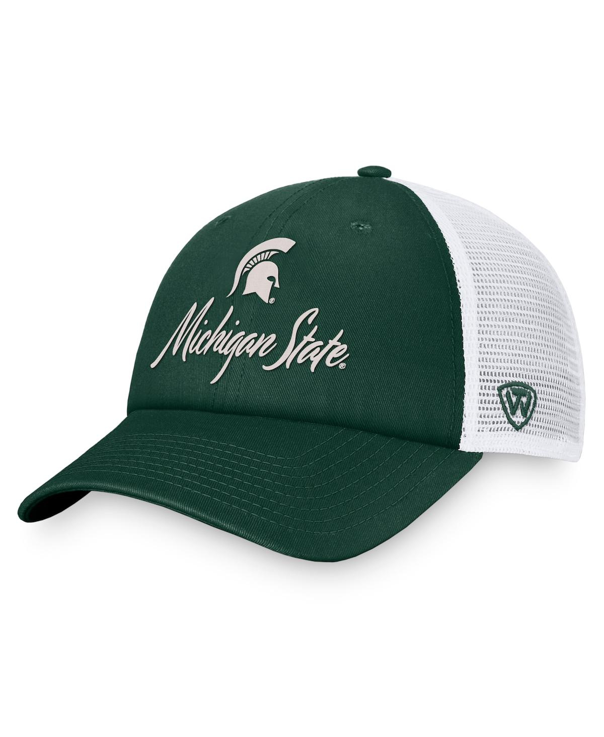 Top Of The World Women's  Green, White Michigan State Spartans Charm Trucker Adjustable Hat In Green,white