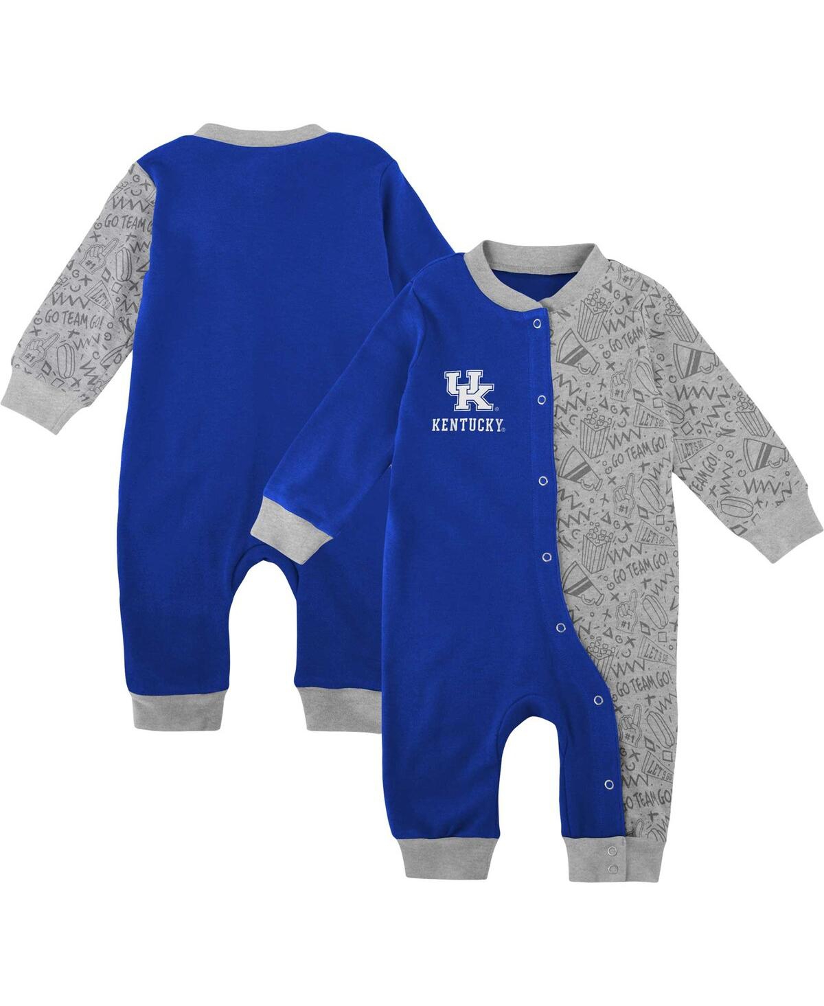 Outerstuff Babies' Newborn And Infant Boys And Girls Royal Kentucky Wildcats Playbook Two-tone Full-snap Jumper